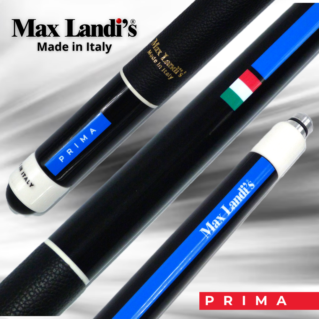 Stecca da biliardo 5/9 birilli Max Landi's - Prima Blue Pelle Nera